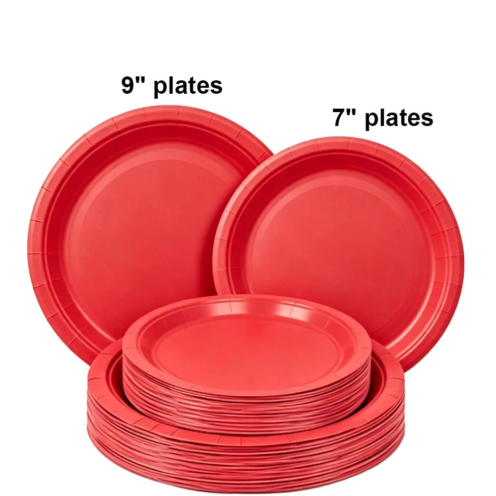 Disposable Paper Plates 7" & 9" Set – Party & Event Supplies Disposable Paper Plates Babs red 20pcs