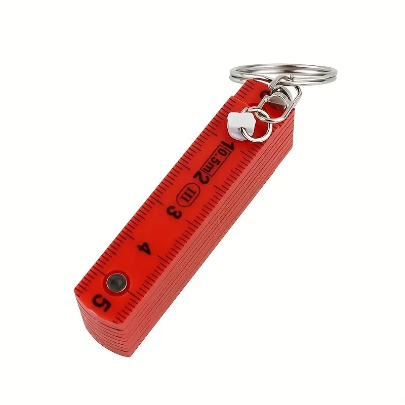 Folding Ruler with Keychain – Compact ABS Plastic 10-Section Folding Ruler Babs