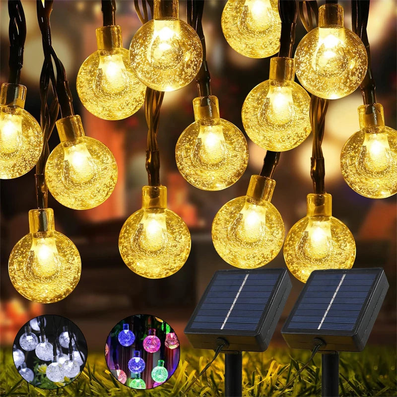 Solar Crystal Bubble Ball String Lights – IP65, 8 Modes Solar String Lights Babs
