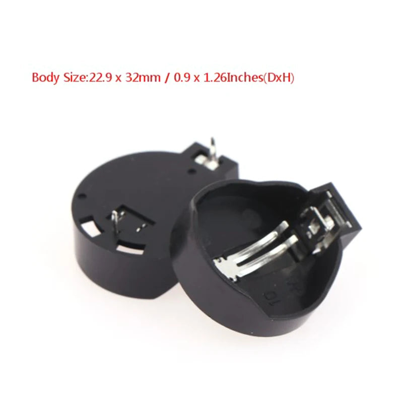 10-Pack CR2032 Coin Cell Battery Holder Cases – Black Button Socket Battery Holder Case Babs