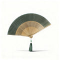 Foldable Hand Fan with Tassel – Dance, Travel & Photo Prop Decorative Hand Fan Babs Dark Green