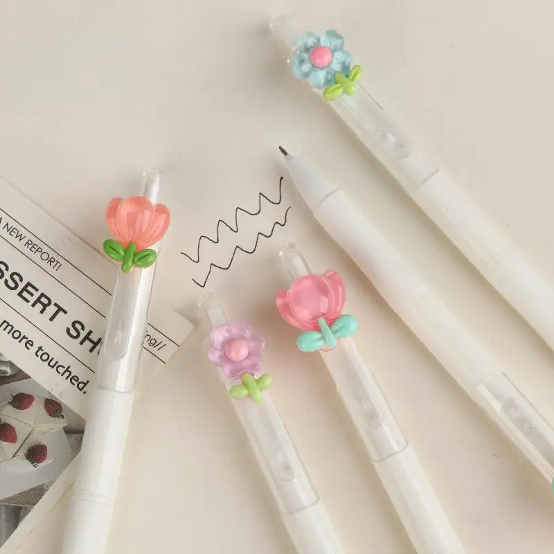 Tulip Flower Ballpoint Pens 0.5mm Black Ink | 5 or 10 Pack Ballpoint Pen Set Babs