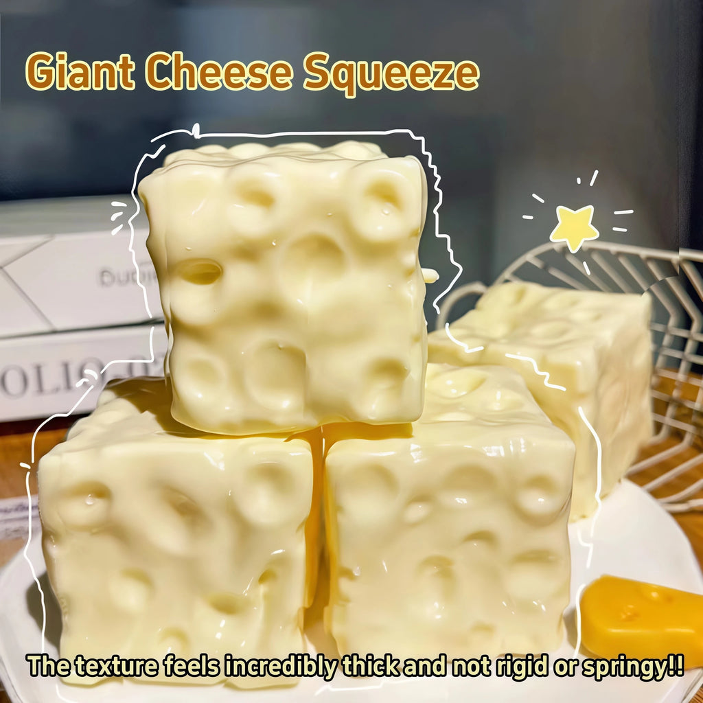 Jumbo Cheese Cube Squishy Fidget Toy – ASMR Squeeze Ball Squishy Fidget Toy Babs