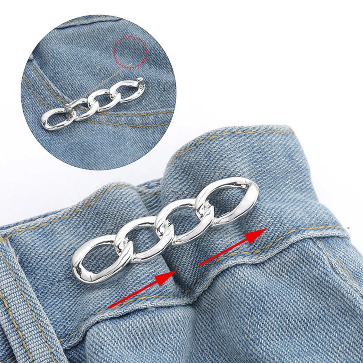Adjustable Waist Tightener Clip – Metal Jean Button Pin Waist Buckle Clip Babs