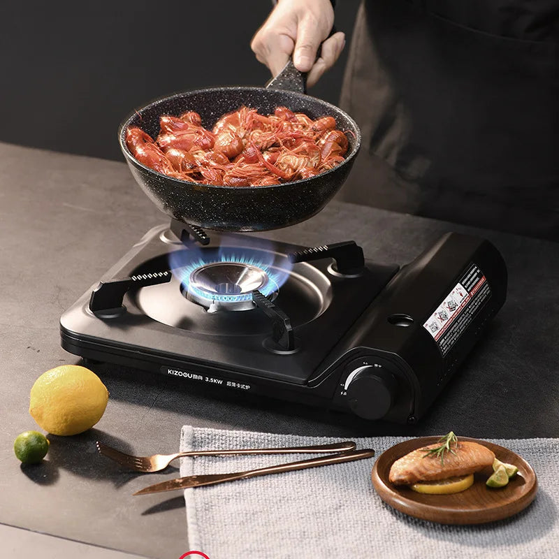 Portable Ultra-Thin Gas Stove | Camping BBQ Hot Pot Burner Portable Camp Stove Babs black