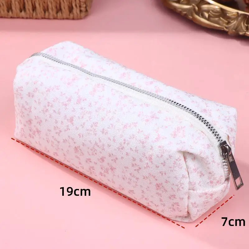 Large Capacity Pink Floral Canvas Pencil Case & Pen Pouch Canvas Pencil Case Babs Onesize