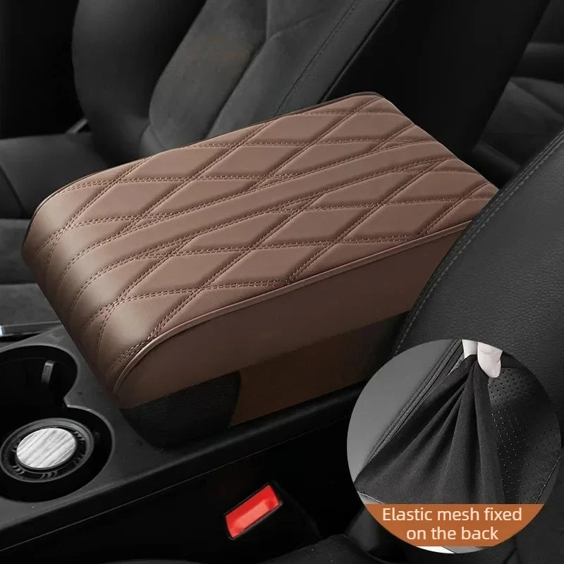 PU Leather Car Armrest Cushion – Memory Foam Console Pad Car Armrest Pad Babs Brown
