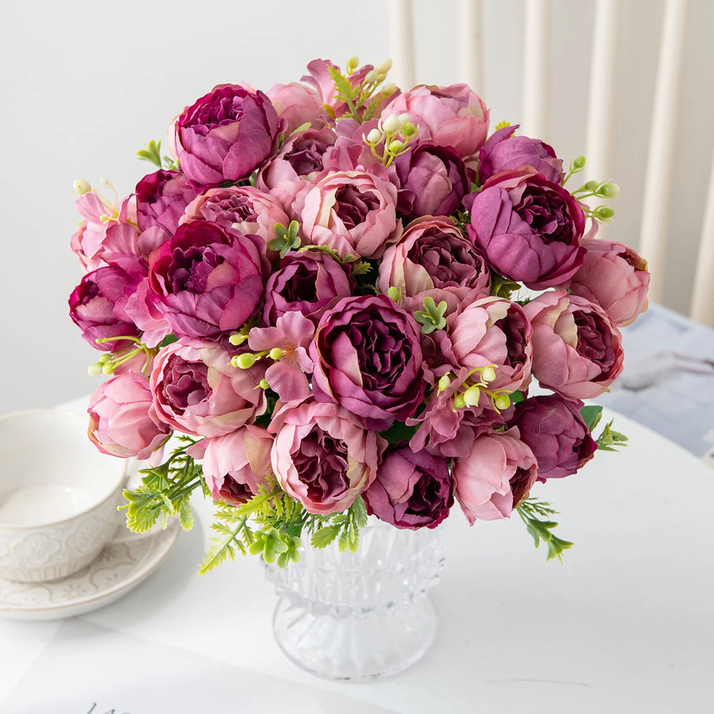 Silk Peony Rose Artificial Bouquet – Wedding & Home Decor Artificial Flower Bouquet Babs