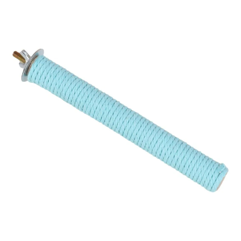 Colorful Non-Slip Parrot Perch Stand – Wood & Cotton Rope Bird Perch Stand Babs Blue-15cm