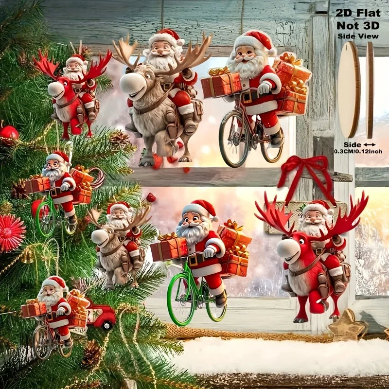 Christmas Wooden Santa Bicycle Pendants – 8/16/24 Pcs Ornaments Christmas Tree Ornaments Babs