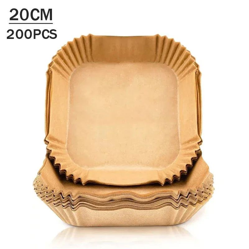 Air Fryer Parchment Paper Liners 50-200PCS | Non-Stick Air Fryer Liner Babs Square-Brown-200PCS