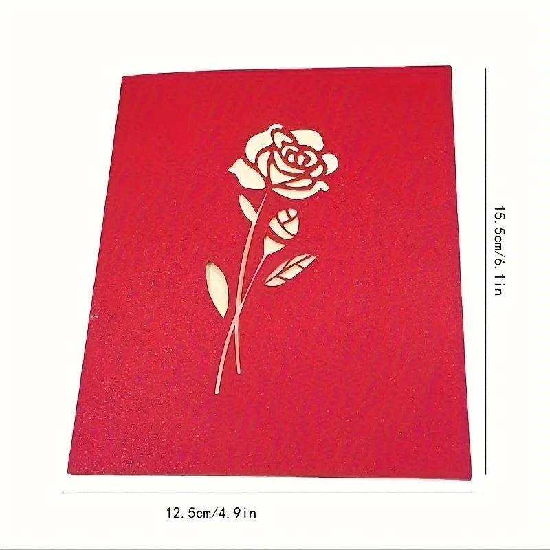 3D Pop-Up Rose Greeting Card with Envelope – All Occasions Pop-Up Greeting Card Babs