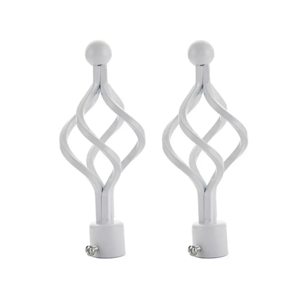 2pcs Iron Curtain Rod End Caps – Hollow Out Roman Rod Finials Curtain Rod Finials Babs white C 28mm