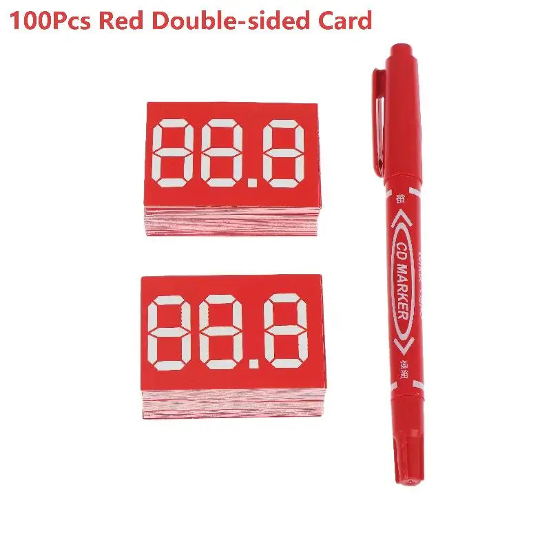 100Pcs Erasable Self-Adhesive Price Tags with Marker Pen Erasable Price Tags Babs 100Pcs Red Card