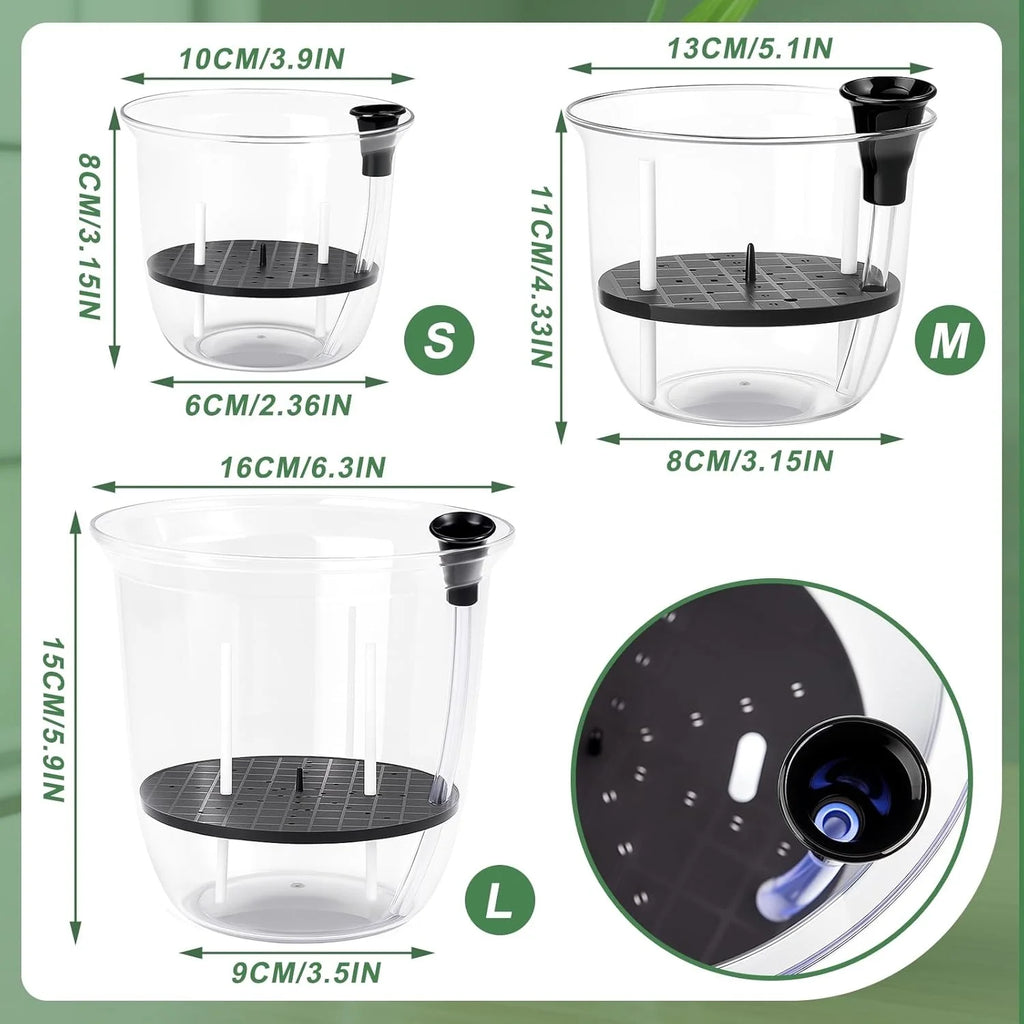 2-Pack Clear Self-Watering Indoor Plant Pots with Deep Reservoir Self-Watering Planter Babs
