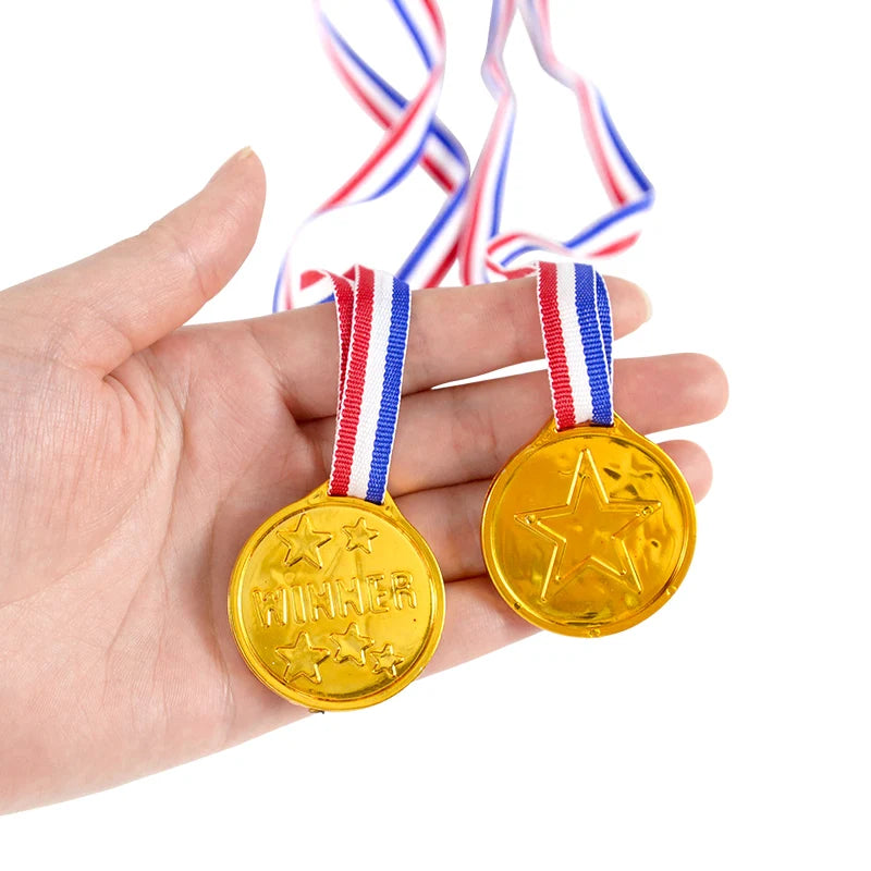 Gold Plastic Award Medals Kids Party Favors – 10/20 Pack Kids Party Medals Babs