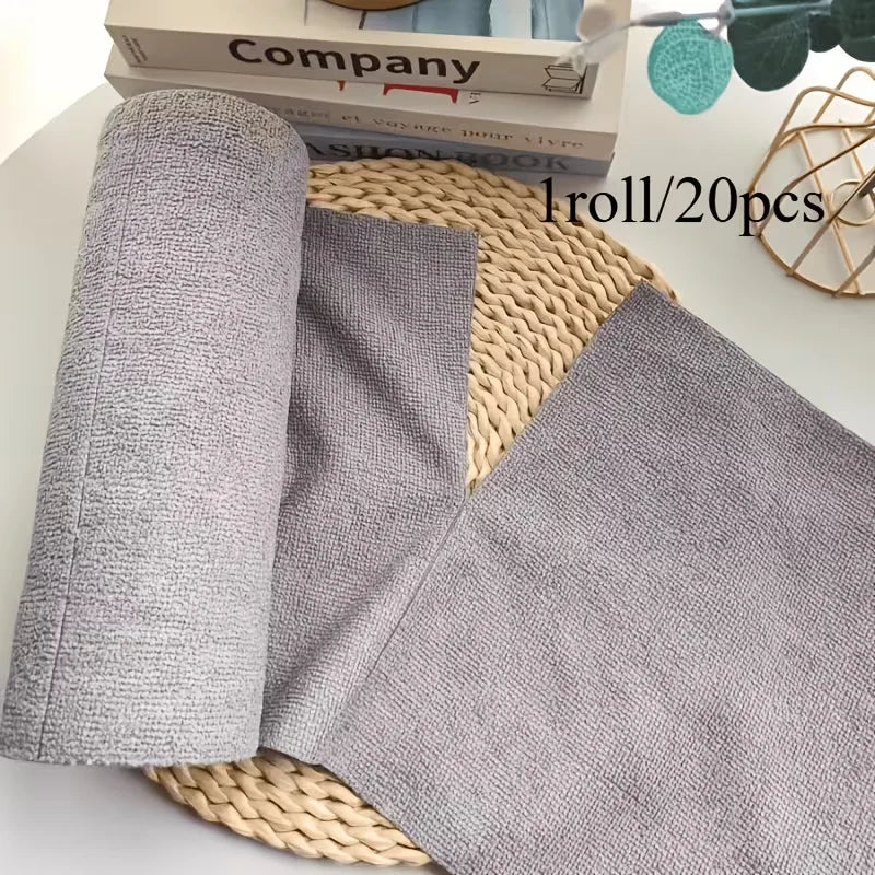 Ultra-Fine Fiber Cleaning Cloth Roll – 20 Reusable Tear-Off Wipes Microfiber Cleaning Cloths Babs GRAY