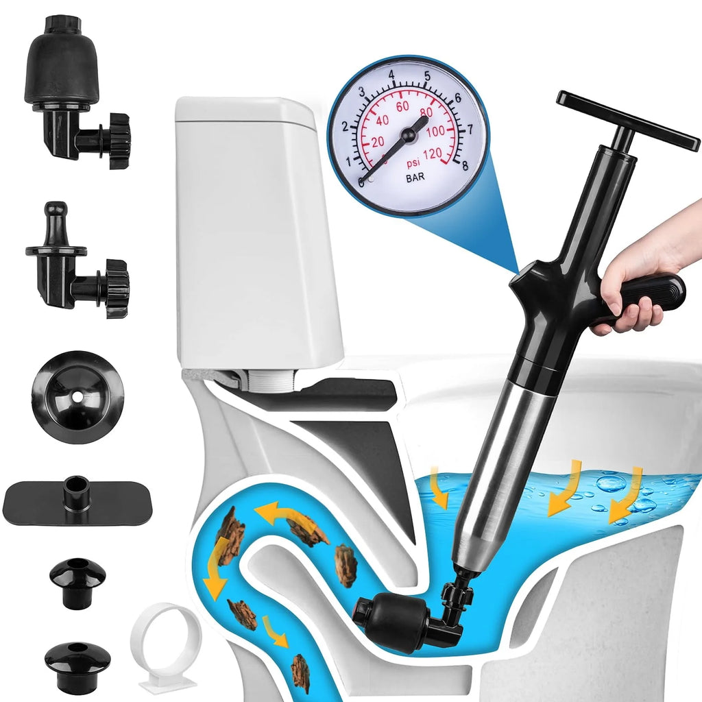 High Pressure Air Drain Plunger – Toilet, Sink & Bathtub Unclogger Air Drain Plunger Babs