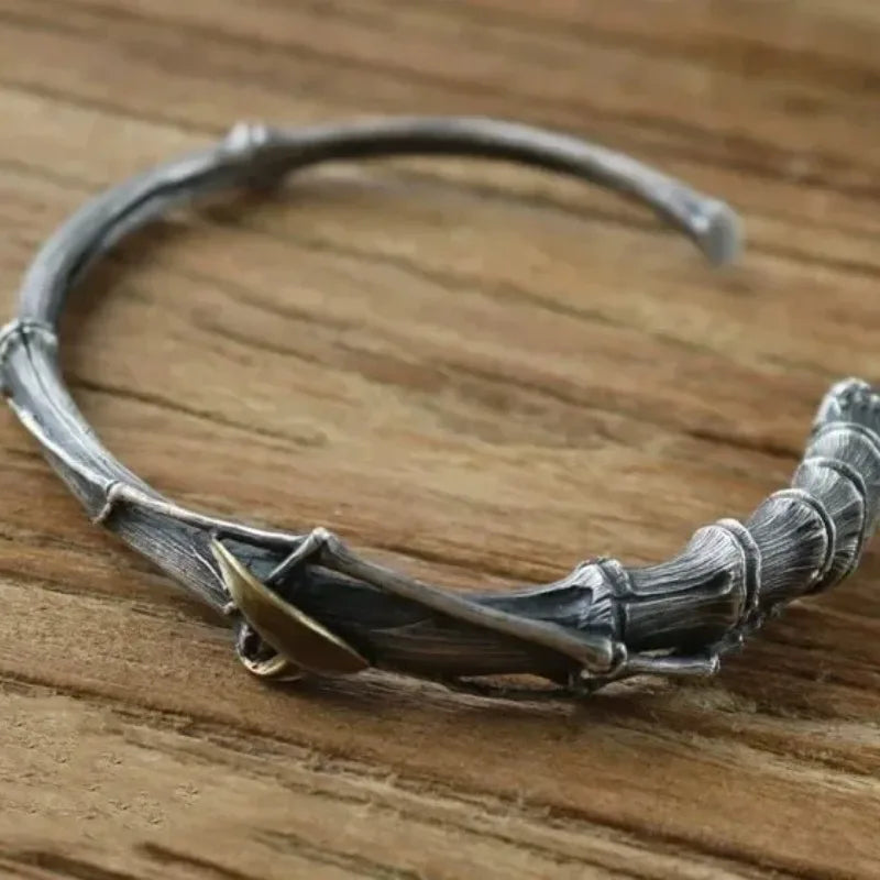Men's Handmade Brass Bamboo Cuff Bracelet – Adjustable Vintage Cuff Bracelet Babs