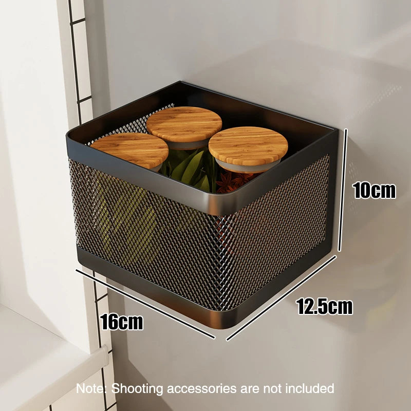 Magnetic Spice Rack – Stainless Steel Fridge Shelf Organizer Magnetic Spice Rack Babs S-Black