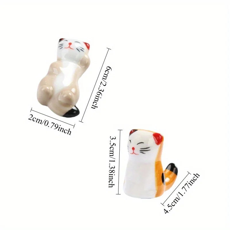 Set of 6 Ceramic Cat Utensil Rests – Chopstick & Spoon Holder Ceramic Utensil Rest Babs
