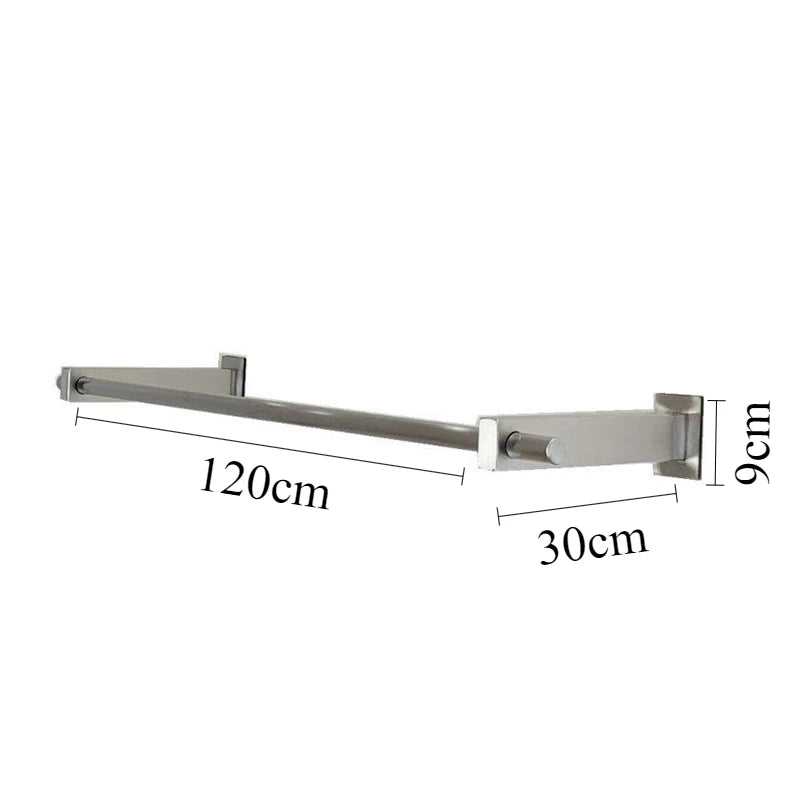 Wall Mounted Stainless Steel Coat Rack – Modern 2-Hook Hanger Wall Mounted Coat Rack Babs 2 Brackets-1.2M