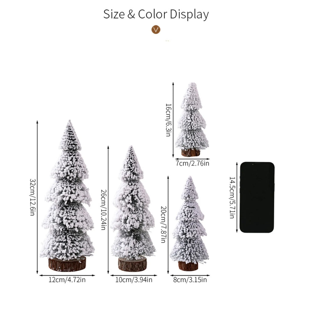 Mini Snow Pine Christmas Tree Ornaments – Set of 4 Desktop Decor Christmas Tree Ornament Babs