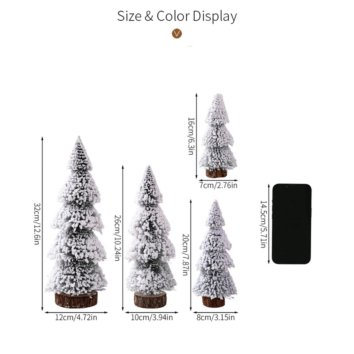 Mini Snow Pine Christmas Tree Ornaments – Set of 4 Desktop Decor Christmas Tree Ornament Babs