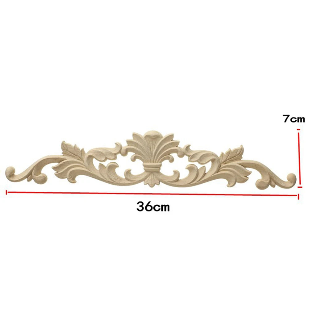 Retro Wood Applique Onlay Decal – Carved Furniture Door Decor Wood Applique Decal Babs 36x7CM