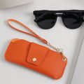 Slim PU Leather Sunglass Case with Wrist Strap – Multicolor Sunglass Case Babs Orange
