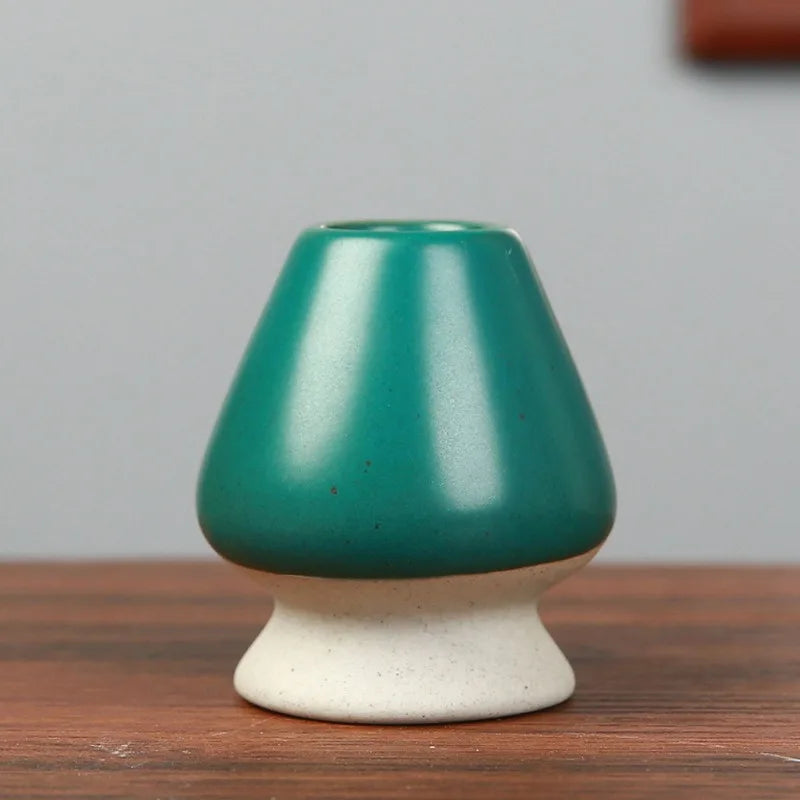 Japanese Ceramic Chasen Holder for Matcha Whisk & Tea Tools Chasen Whisk Holder Babs Peacock green