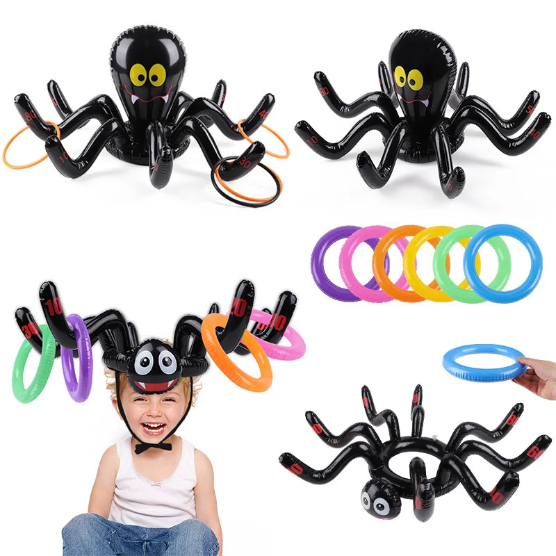 Halloween Inflatable Ring Toss Game – Spider & Octopus Party Toy Inflatable Party Game Babs
