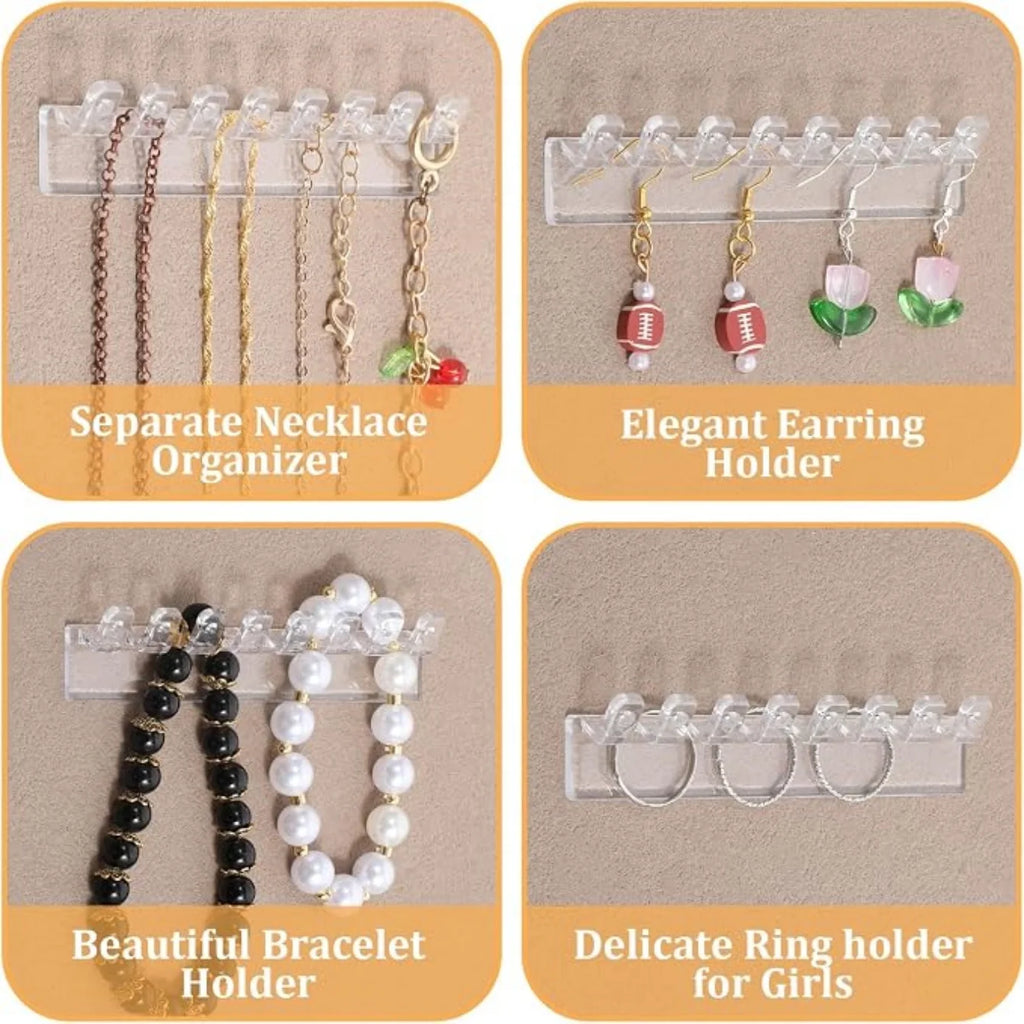 Wall Acrylic Necklace Holder – 8-Hook Jewelry Organizer (3/6 Pcs) Jewelry Wall Organizer Babs