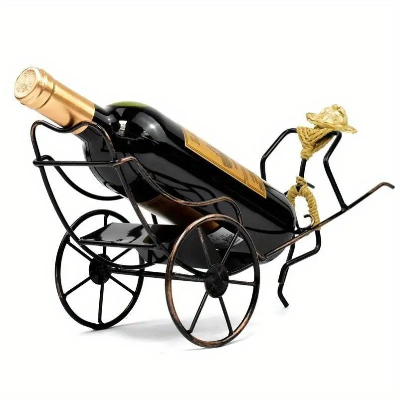 Retro Iron Rickshaw Wine Rack – Chinese Style Home Décor Decorative Wine Rack Babs
