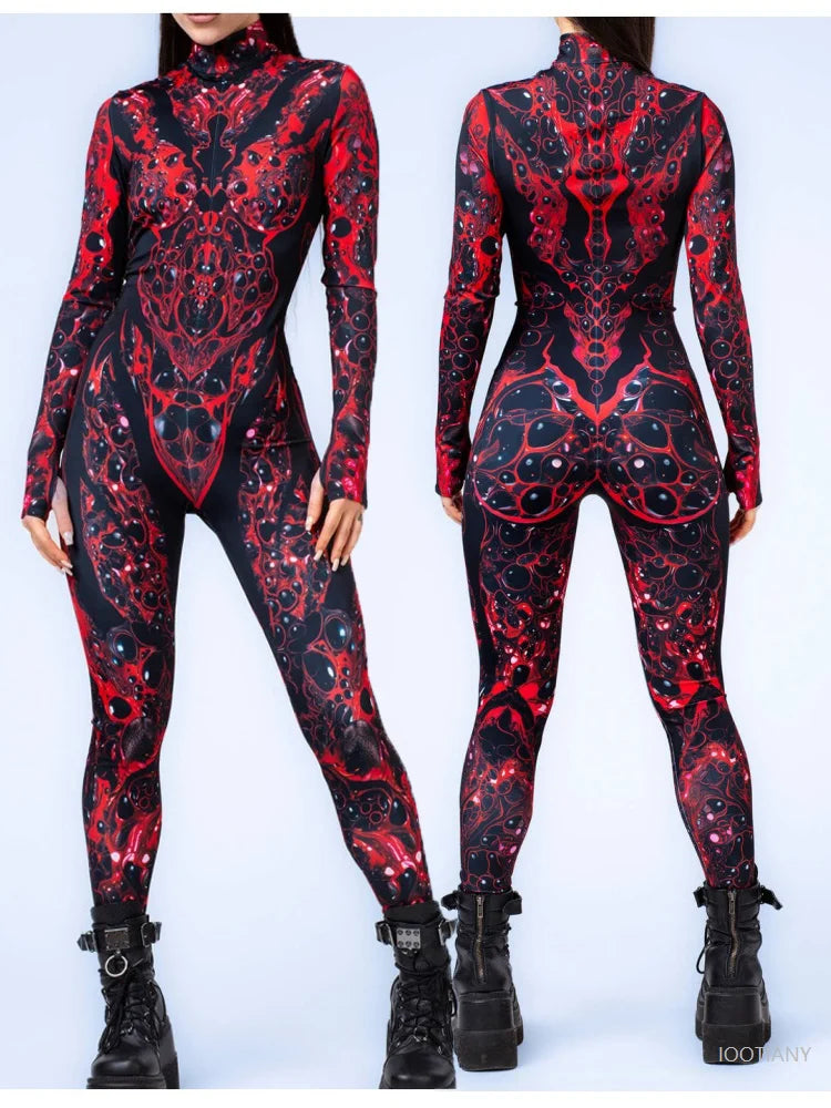3D Flame Bodysuit – Women's Halloween & Carnival Costume Costume Bodysuit Babs