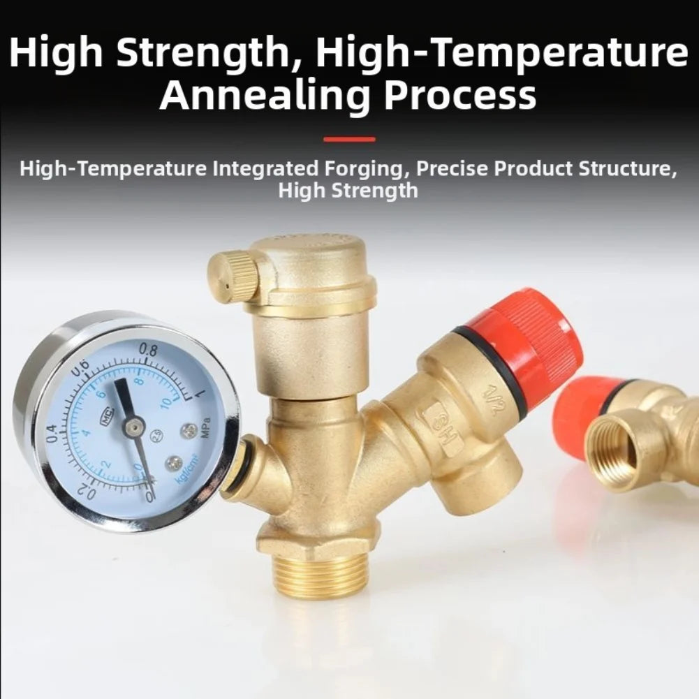 DN25 Brass Boiler Safety Group with Pressure Gauge 1/2"–1" Boiler Safety Valve Babs