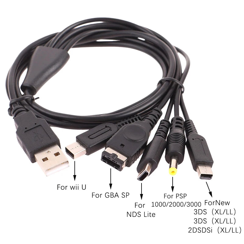 5-in-1 USB Charging Cable 1.2M for Nintendo 3DS DS Wii U GBA SP USB Charging Cable Babs Default Title