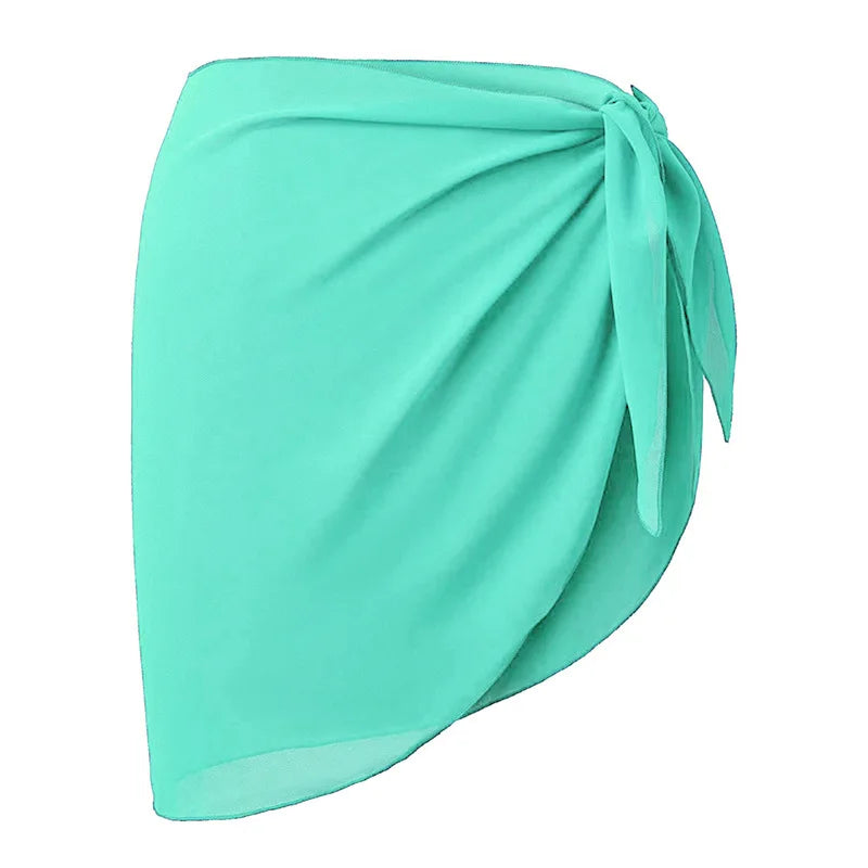 Chiffon Beach Sarong Wrap Skirt – Flowy Bikini Cover-Up Swimwear Cover-Up Babs Green-1PC One Size