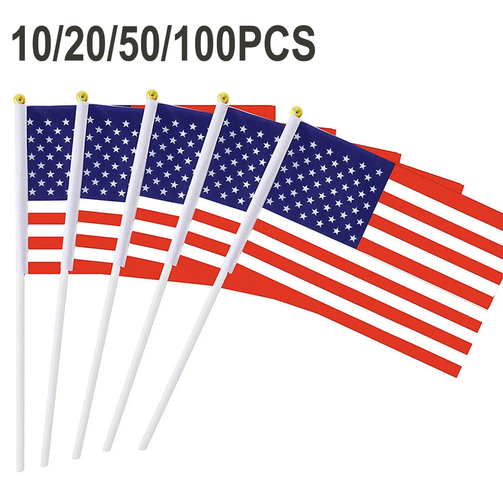 50-Pack USA Mini Handheld Stick Flags – 14x21cm American Flag Handheld Stick Flags Babs 50PCS One Size