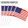 50-Pack USA Mini Handheld Stick Flags – 14x21cm American Flag Handheld Stick Flags Babs 50PCS One Size