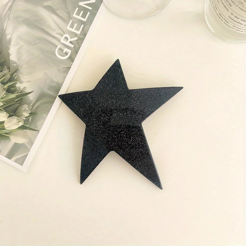 Shiny Star Spring Hair Clip – Y2K Irregular Ponytail Headwear Hair Clip Babs Black