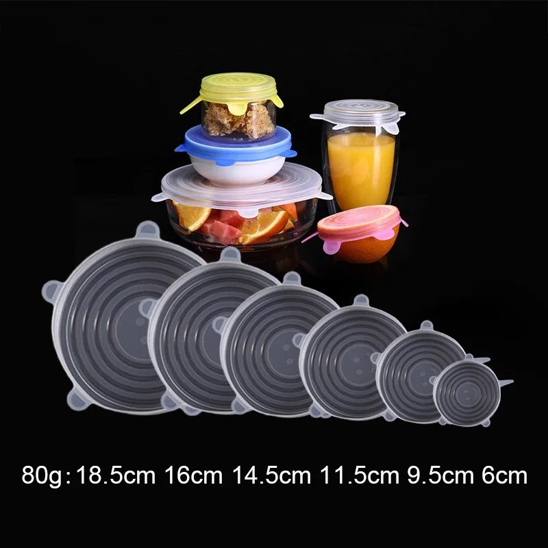 6-Piece Reusable Silicone Food Covers for Plates & Bowls Silicone Food Covers Babs