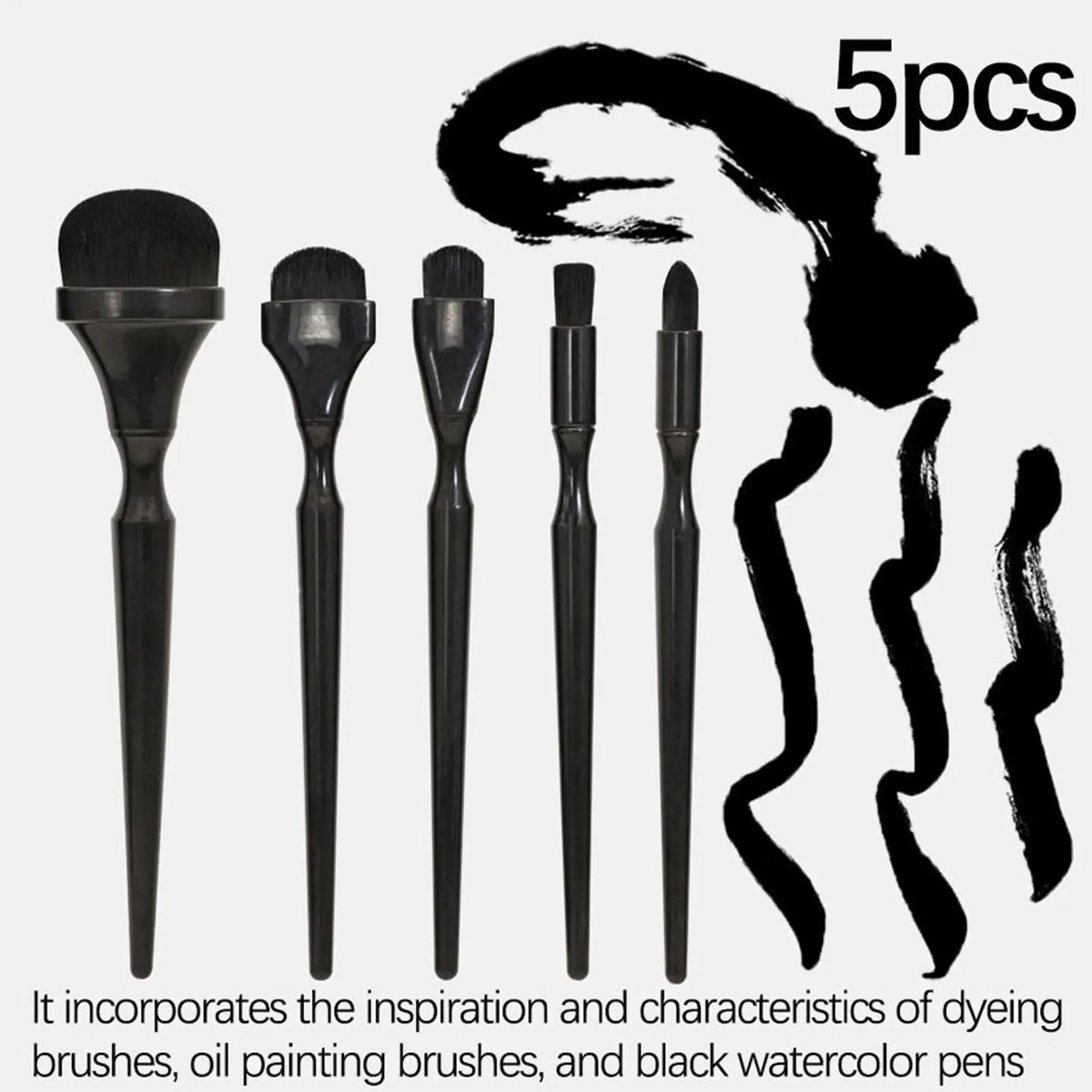 5-Piece Blending Brush Set – Charcoal, Pastel & Ink Art Artist Blending Brushes Babs
