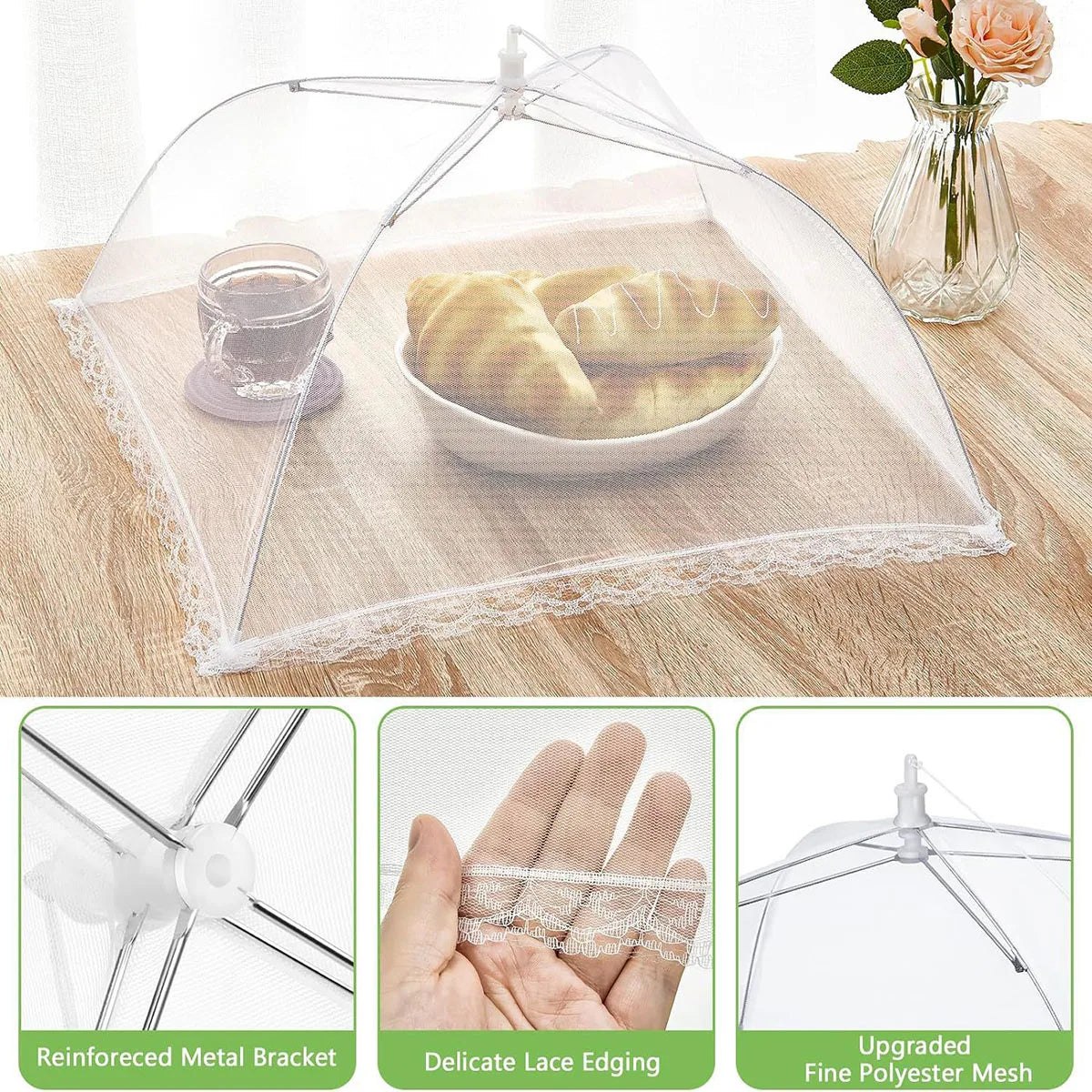 Foldable Pop-Up Food Mesh Cover – Fly & Insect Proof Food Mesh Cover Babs 12inch 32x32cm