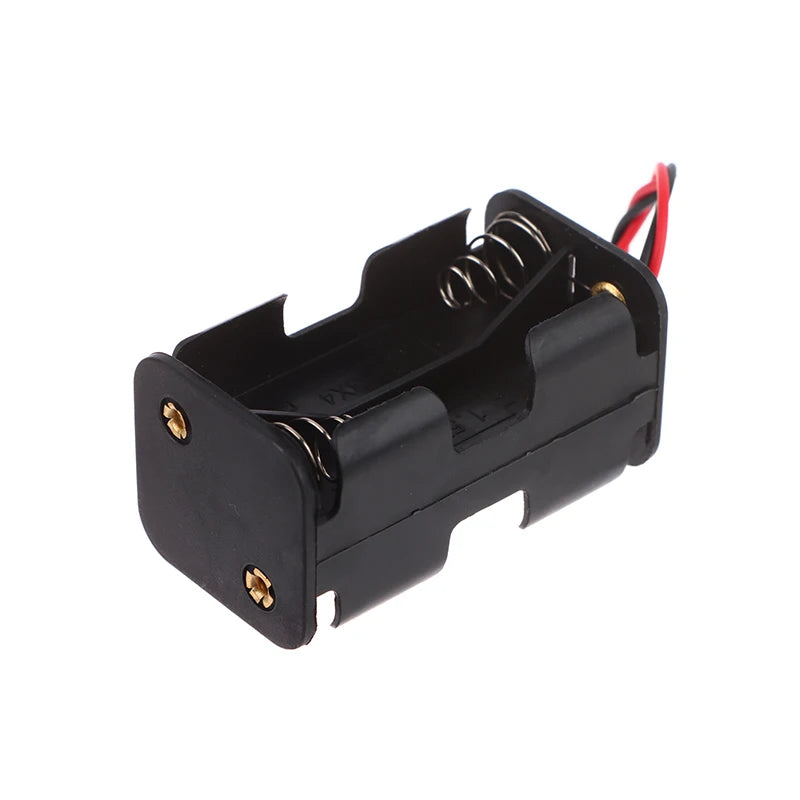 6V AA Battery Holder 4-Cell Plastic Case with Wire Lead Battery Holder Babs Black