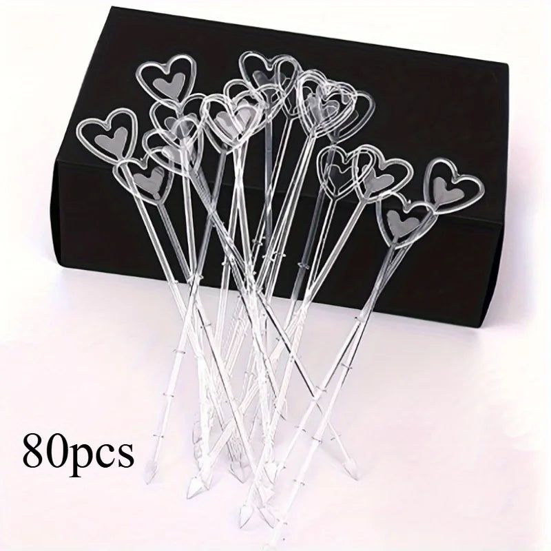 80pcs Heart-Shaped Plastic Flower Card Holders – Bouquets Floral Card Holders Babs transparent