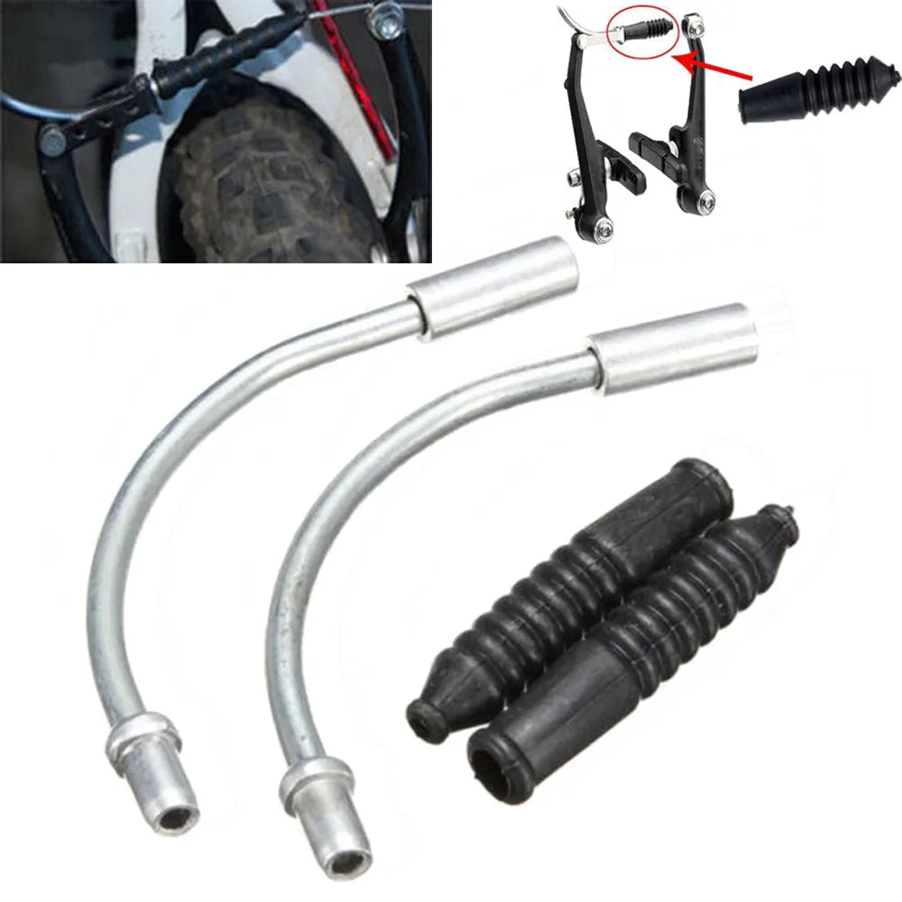 2 Pairs Bike V-Brake Noodles Cable Guide with Plastic Boot Sleeves Bike Brake Parts Babs Black