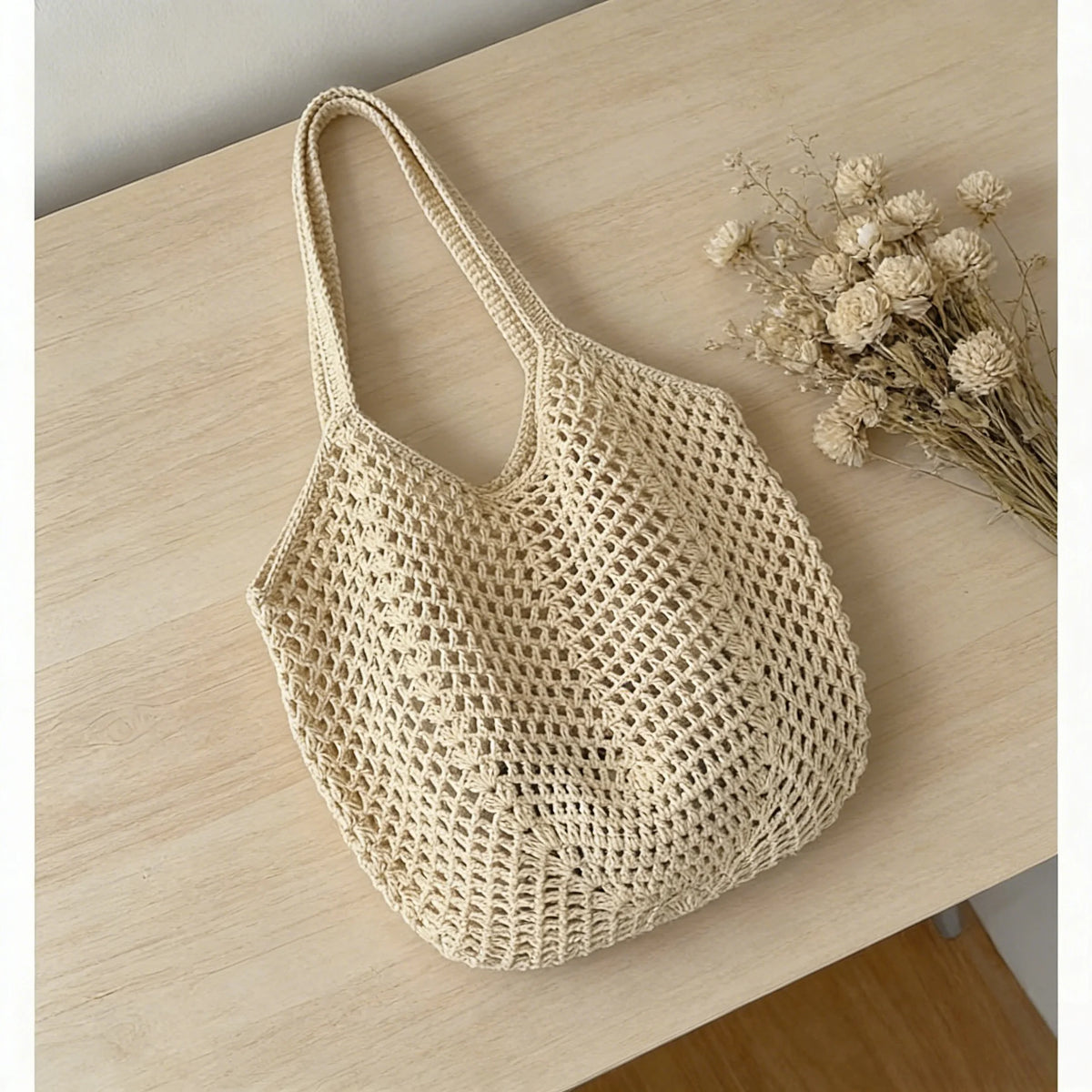Women's Mesh Straw Beach Tote Bag – Summer Holiday Market Beach Tote Bag Babs Beige