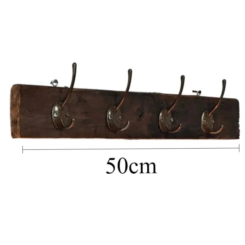 Wooden Wall Mounted Coat Rack – 4-Hook Vintage Pine Hanger Wall Mounted Coat Rack Babs 4 Hooks