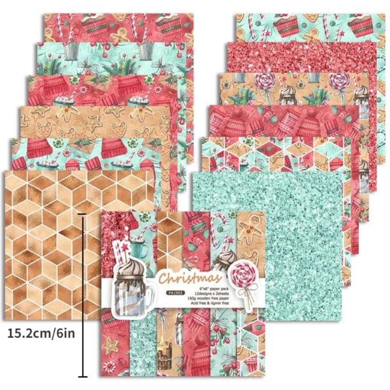 24 Sheets Christmas Craft Paper Pad – Scrapbooking & Origami Craft Paper Pad Babs